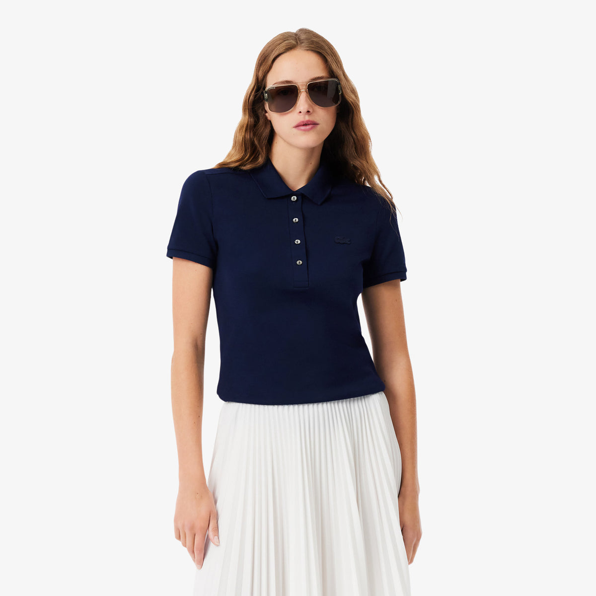 Polo da donna in piqué di cotone stretch Lacoste slim fit PF5462 166 LACOSTE 