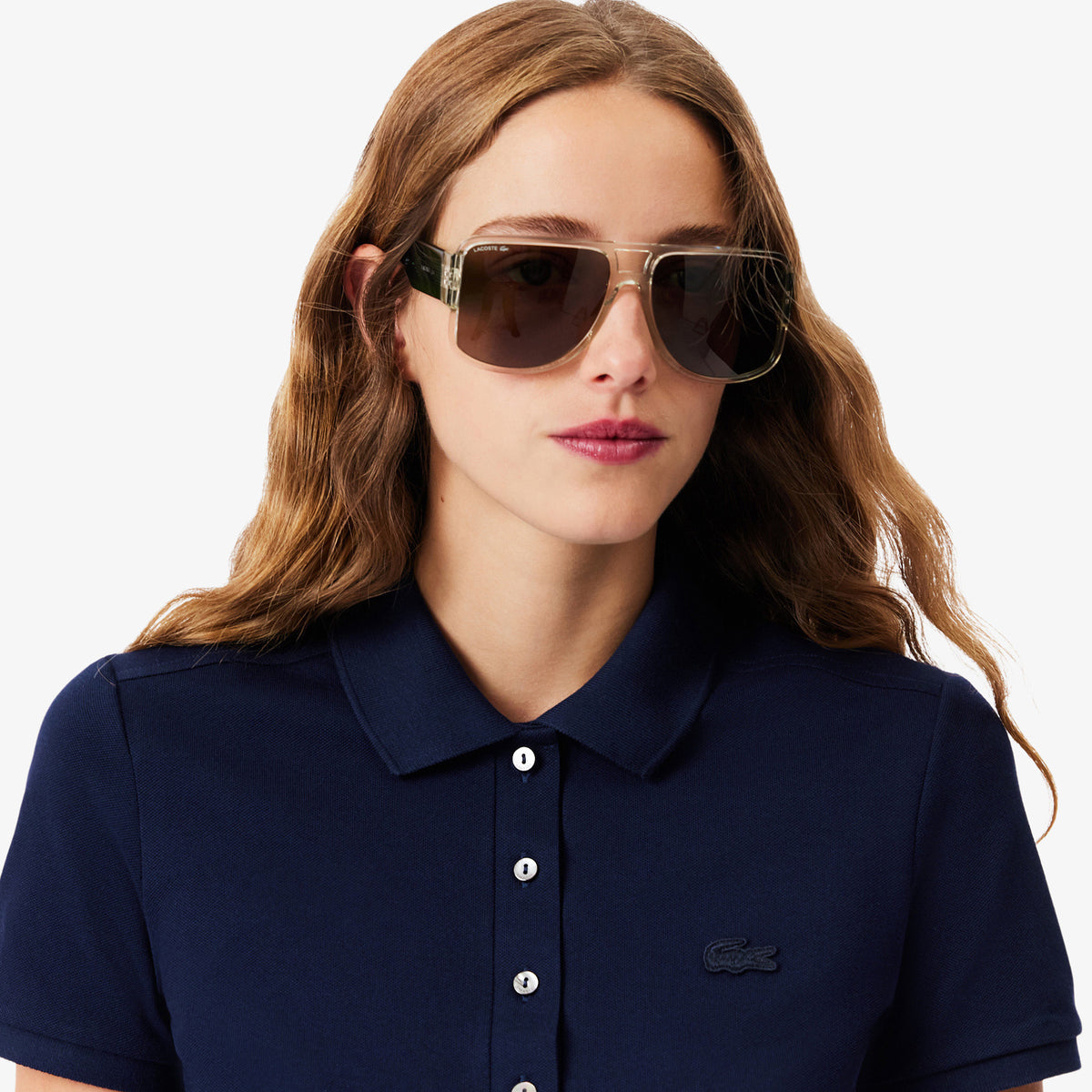 Polo da donna in piqué di cotone stretch Lacoste slim fit PF5462 166 LACOSTE 