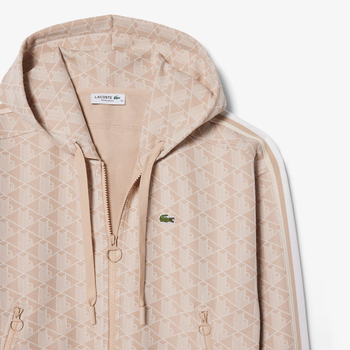 Felpa con cappuccio in jacquard con monogramma SF7606 8GI LACOSTE 