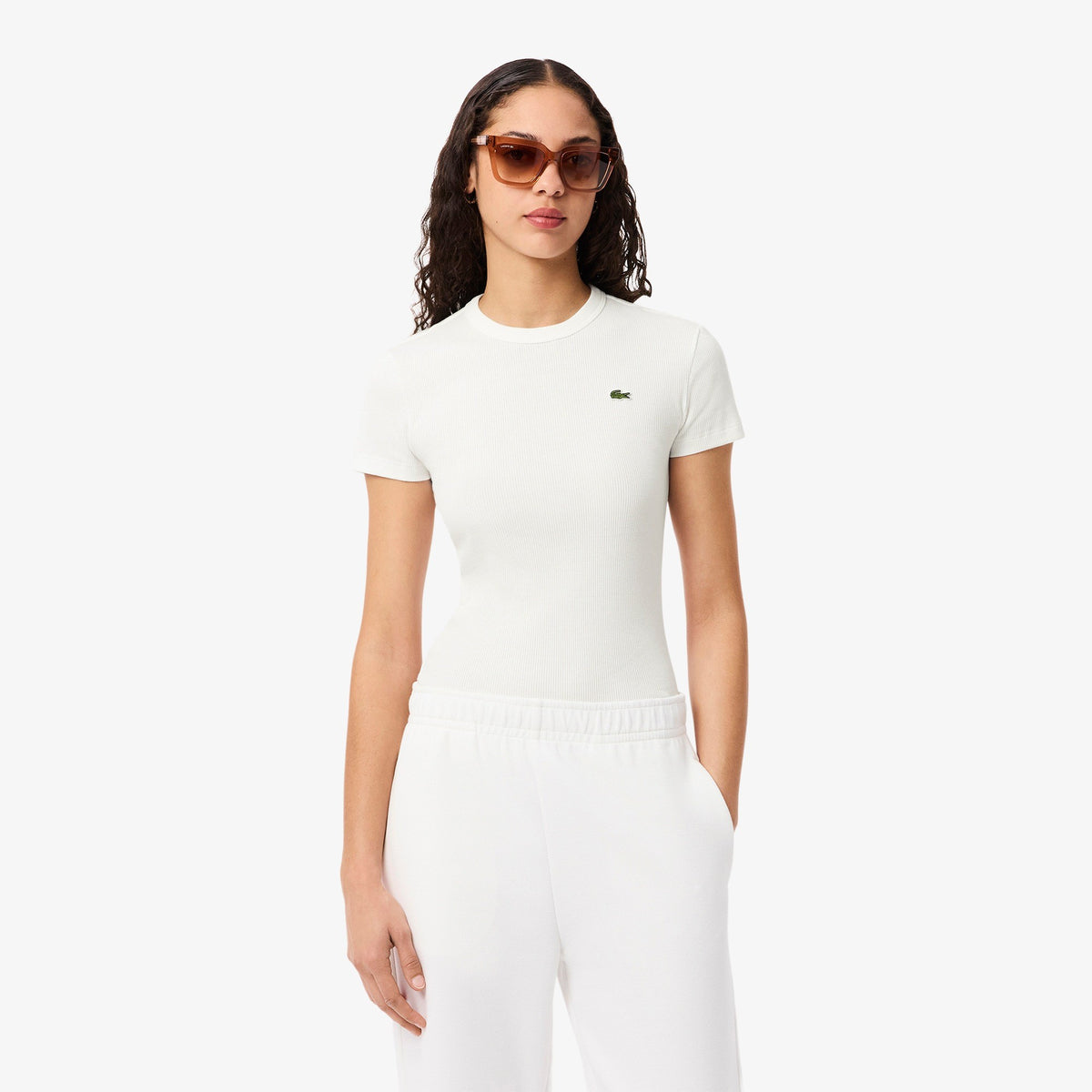 T-shirt in cotone a costine slim fit TF5538 70V LACOSTE 