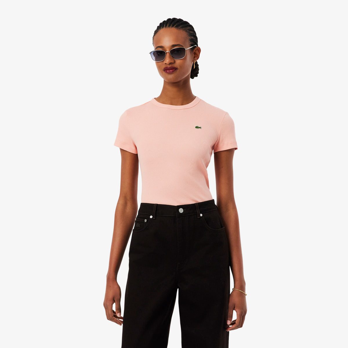 T-shirt in cotone a costine slim fit TF5538 UI2 LACOSTE 