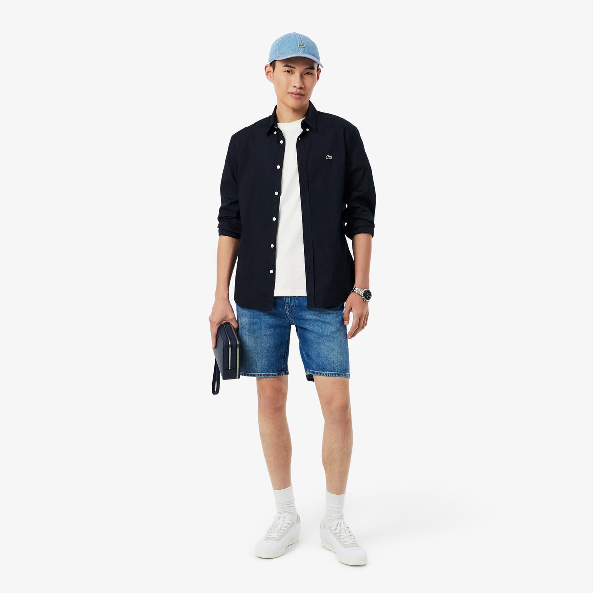T-shirt in jersey con marchio goffrato TH0753 70V LACOSTE 