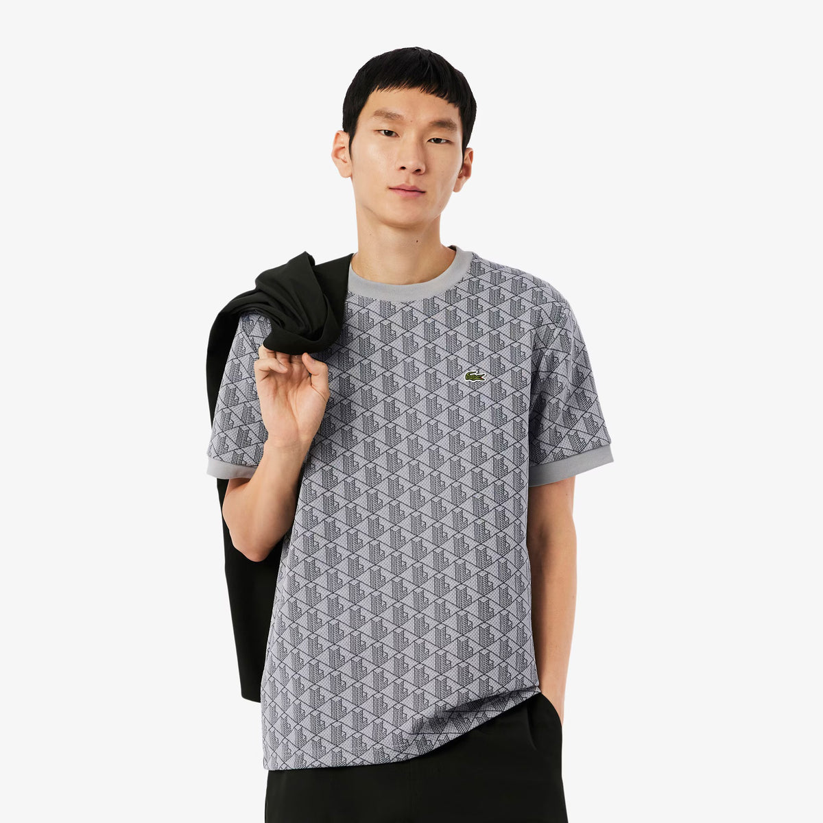 T-shirt slim fit con monogramma jacquard TH1197 41I LACOSTE 