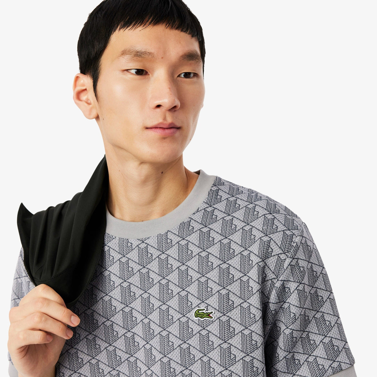 T-shirt slim fit con monogramma jacquard TH1197 41I LACOSTE 