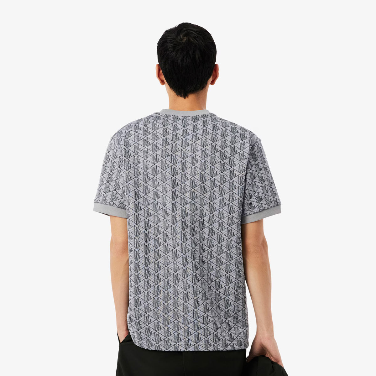 T-shirt slim fit con monogramma jacquard TH1197 41I LACOSTE 