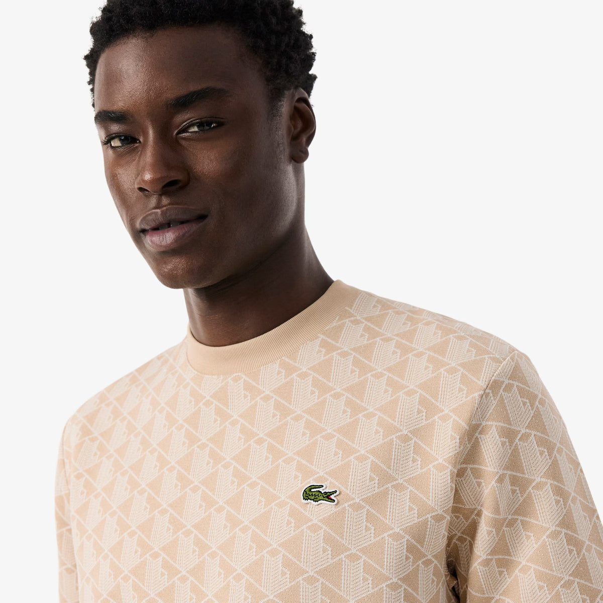 T-shirt slim fit con monogramma jacquard TH1197 8GI LACOSTE 