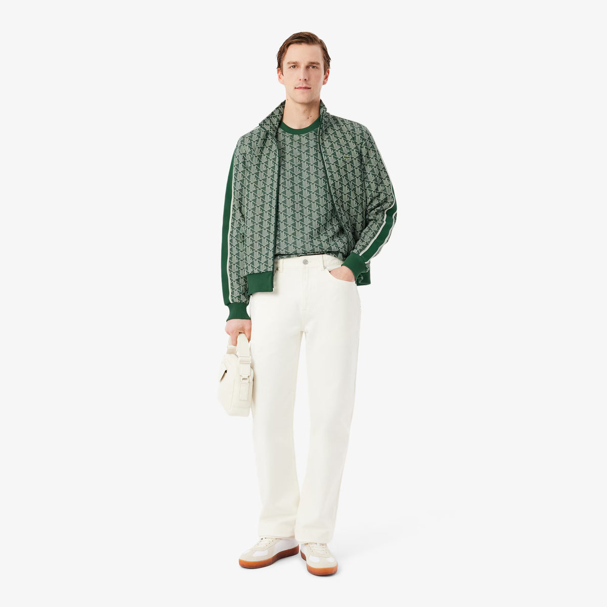 T-shirt slim fit con monogramma jacquard TH1197 D1R LACOSTE 