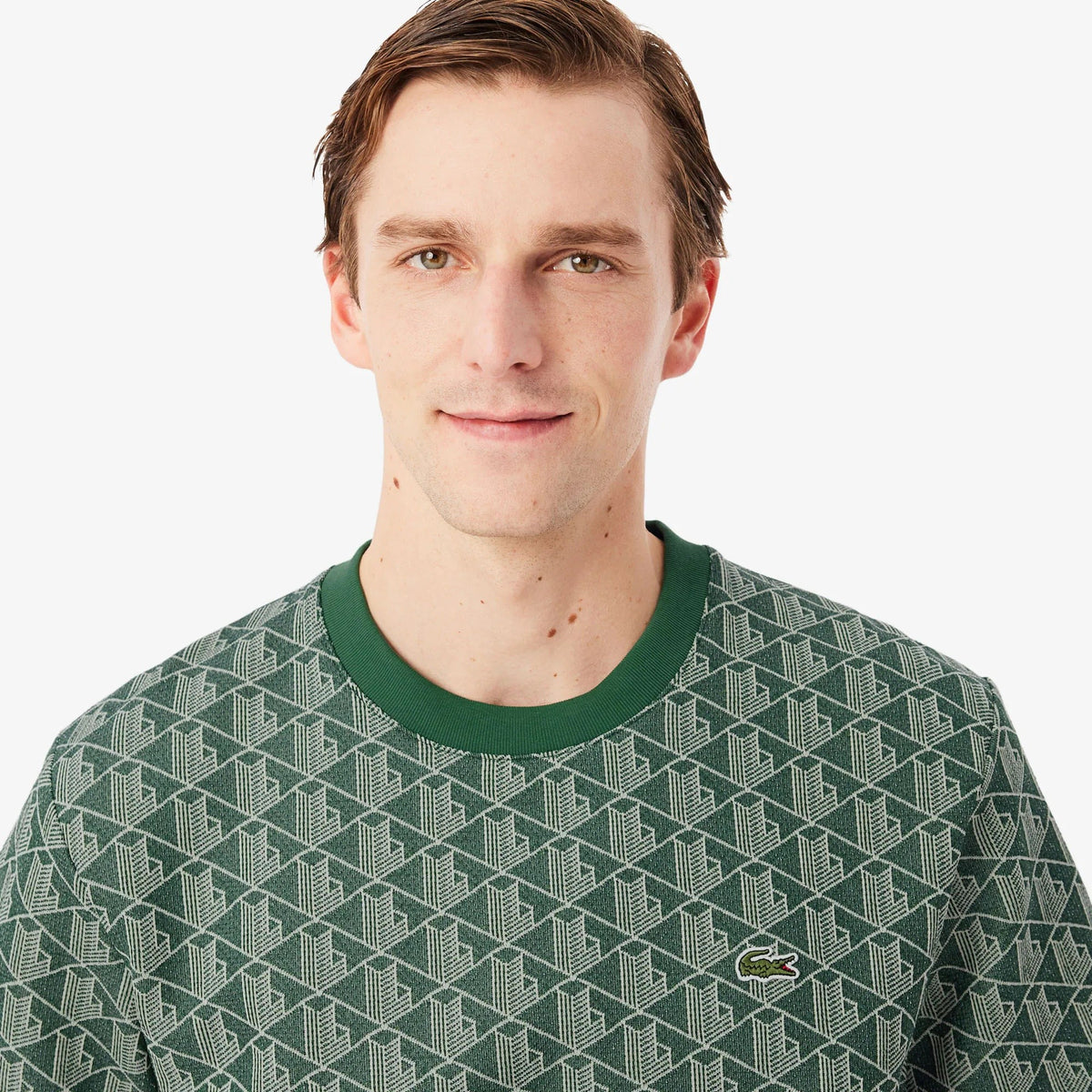 T-shirt slim fit con monogramma jacquard TH1197 D1R LACOSTE 