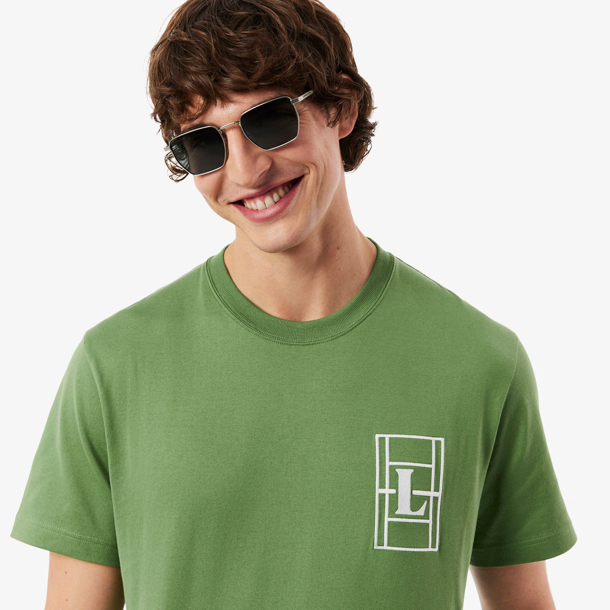 T-shirt in jersey pesante ricamato TH1716 02M LACOSTE 