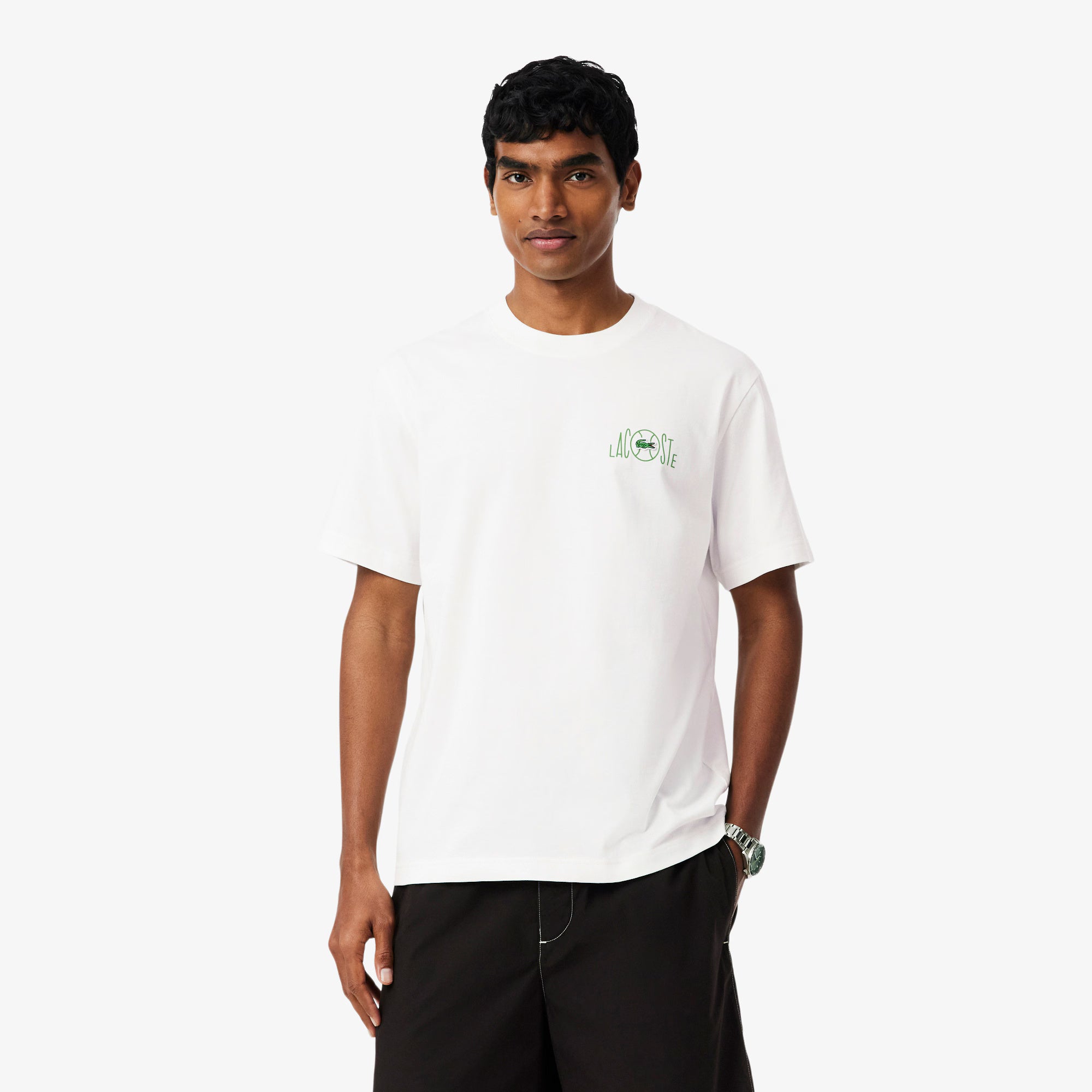 T-shirt in cotone con stampa TH2197 70V LACOSTE 
