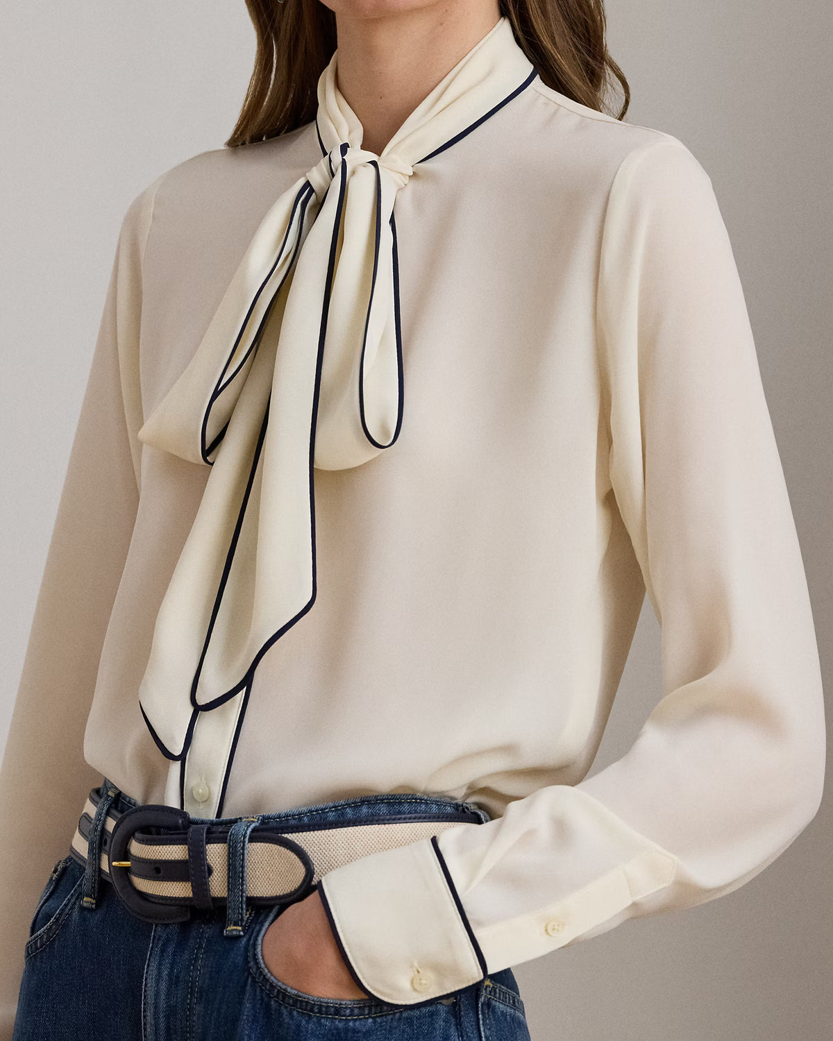 Camicetta in georgette con fiocco 200957396 003 LAUREN 