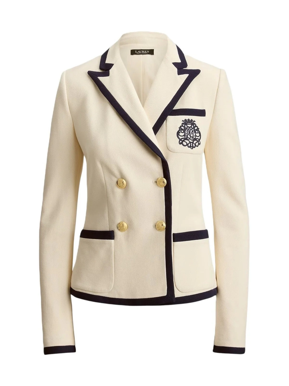 Blazer a doppio petto in piqué bicolore 200P09081 001 LAUREN 