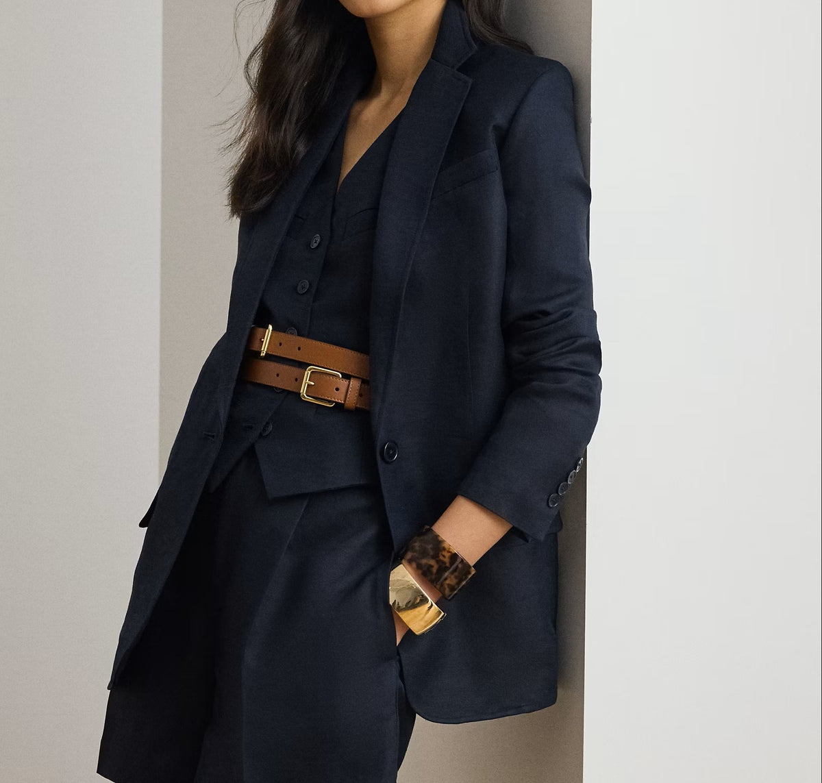 Woven blazer linen visc 200P13643 001 LAUREN 