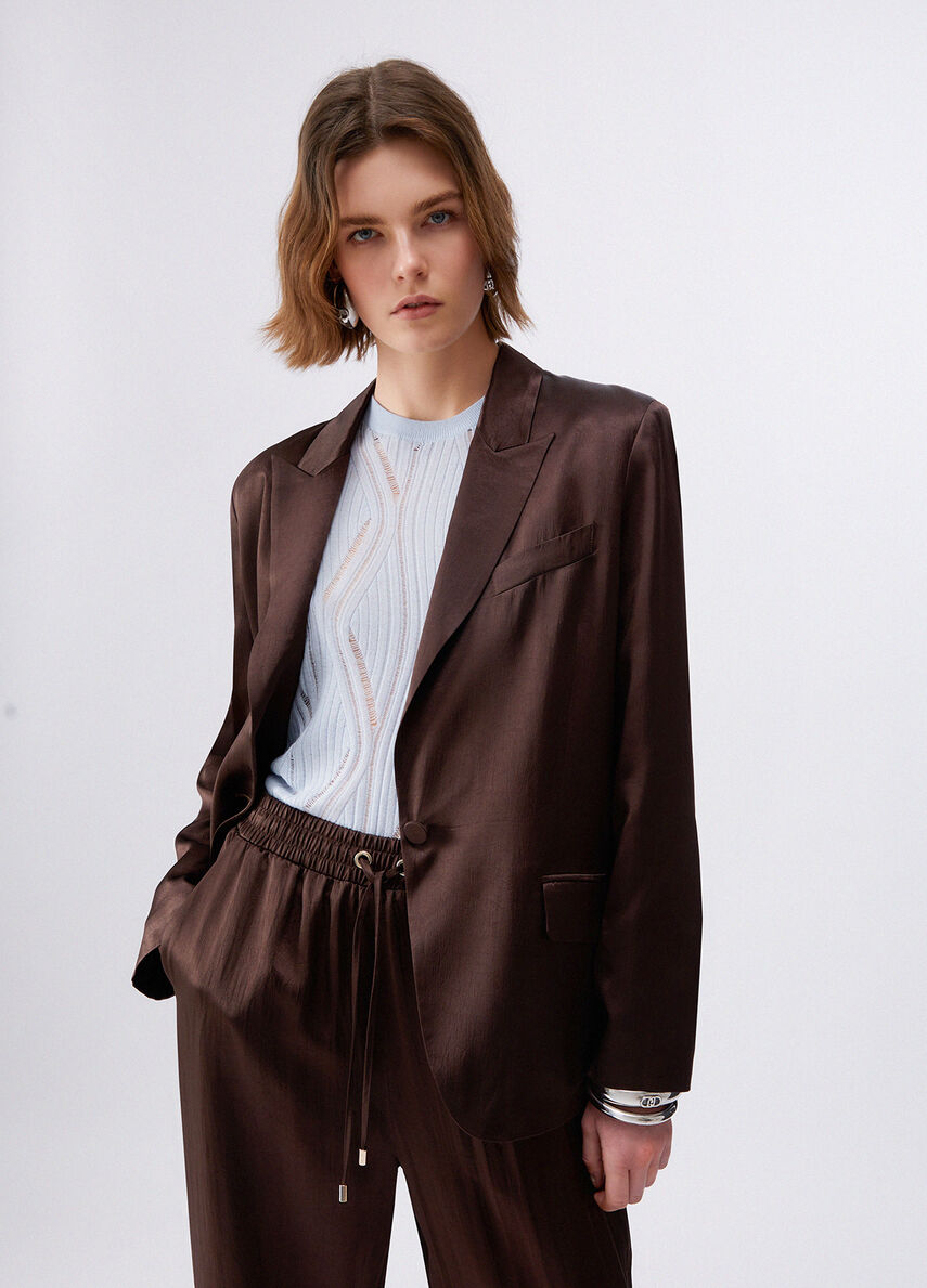 Blazer in raso con cintura CA6146T450A P9576 LIU JO BLACK 