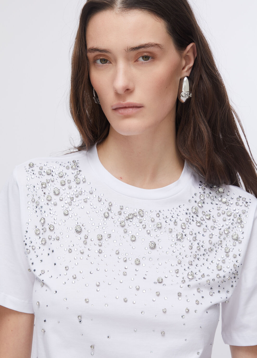 T-shirt con castoni gioiello CA6193J3868 11111 LIU JO BLACK 