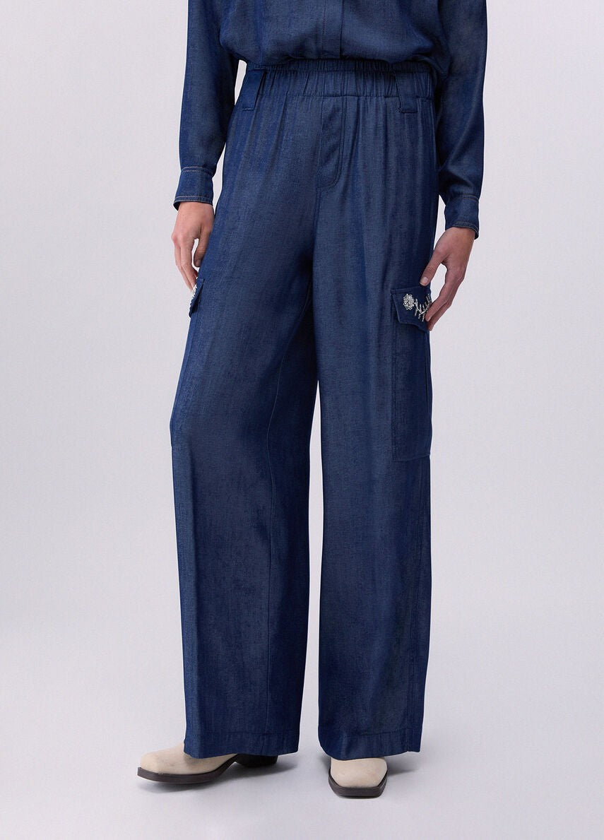 Jeans con castoni gioiello UA6290D4894 77000 LIU JO BLUE DENIM 