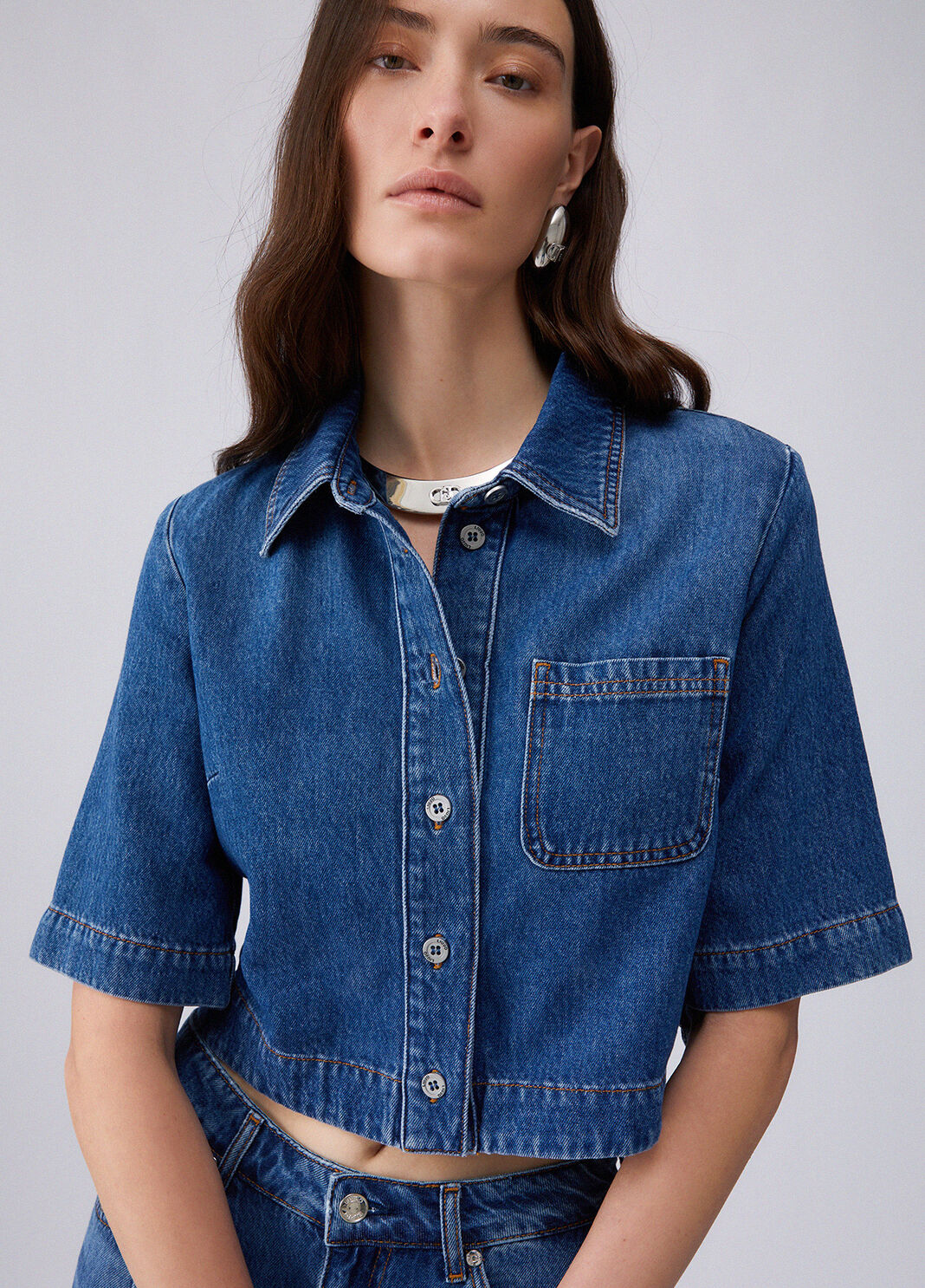 Camicia in denim UA6337D0319 79010 LIU JO BLUE DENIM 