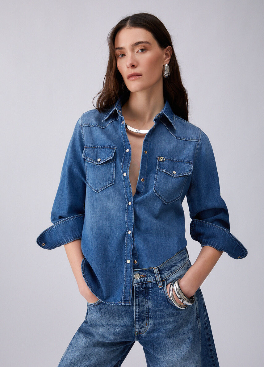 Camicia in denim UA6339D4851 79053 LIU JO BLUE DENIM 