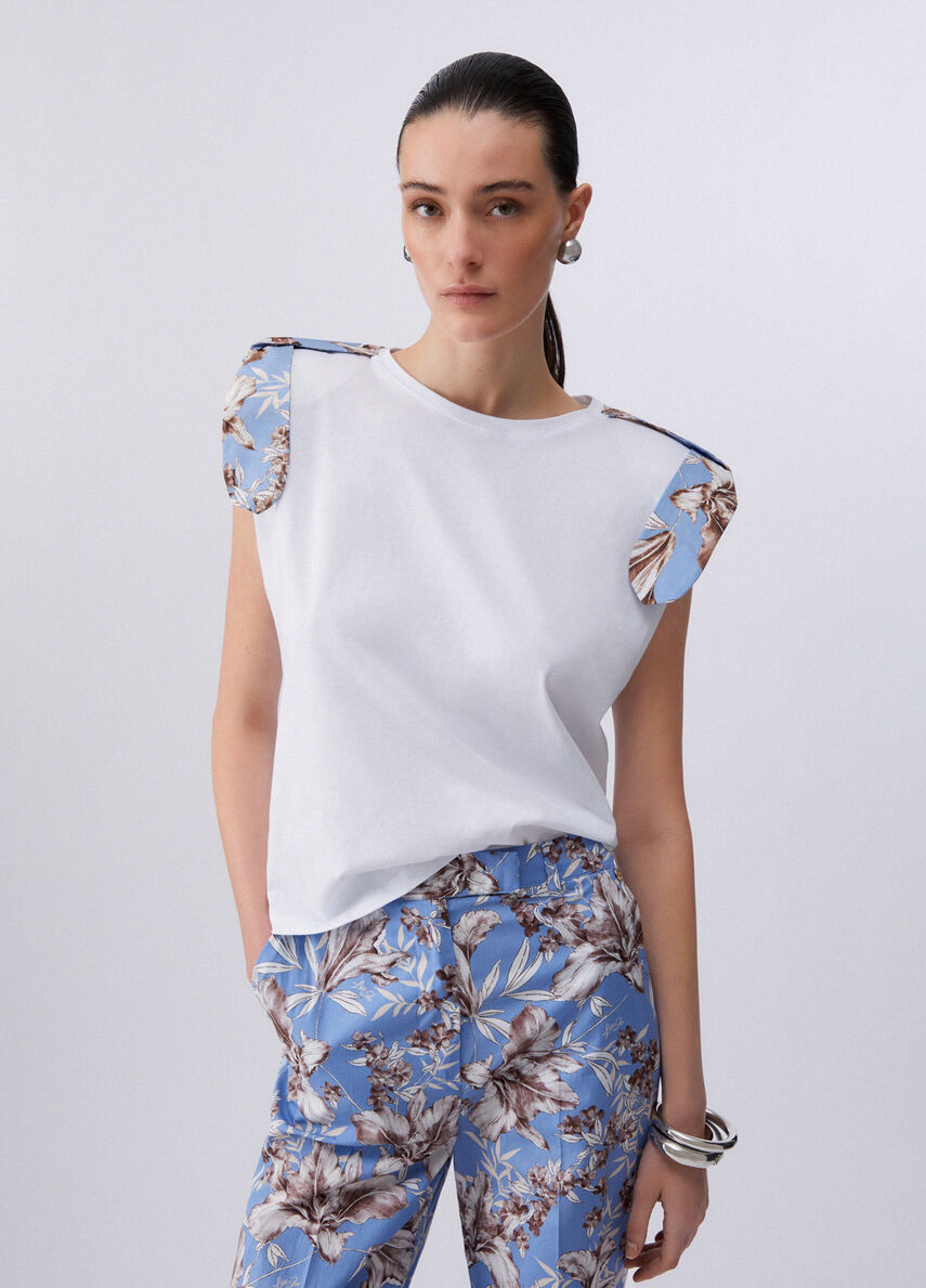 T-shirt con spalline imbottite WA6201J6308 P9551 LIU JO WHITE1 