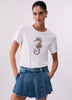 T-shirt with print and appliques