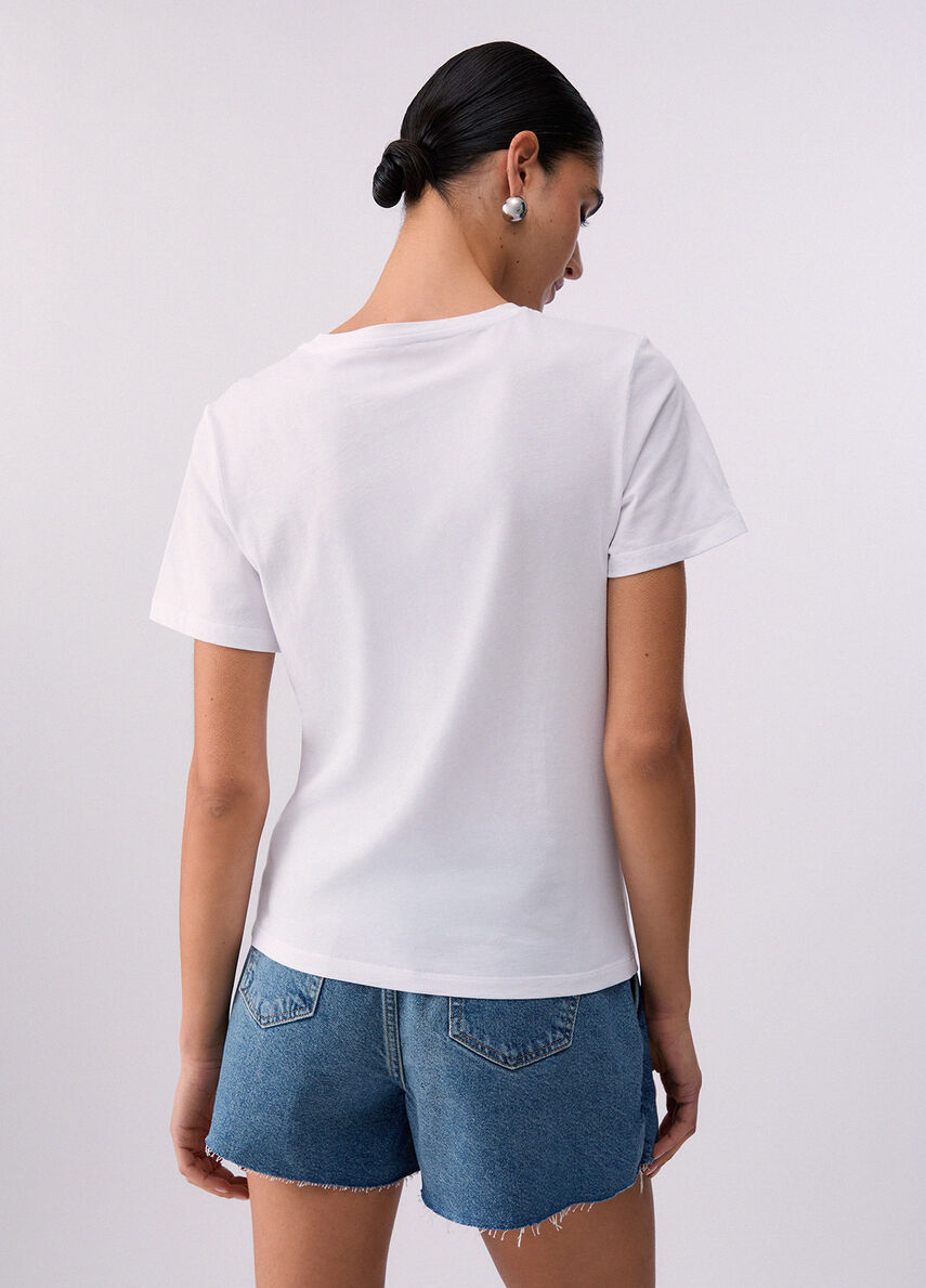 T-shirt con stampa e applicazioni WA6237JS923 P9778 LIU JO WHITE1 
