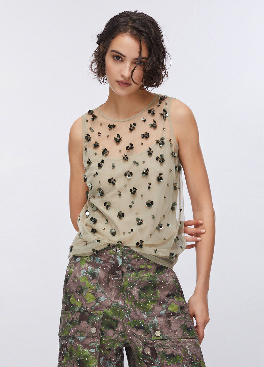 Top in tulle ricamato WA6310J3860 P9240 LIU JO WHITE1 
