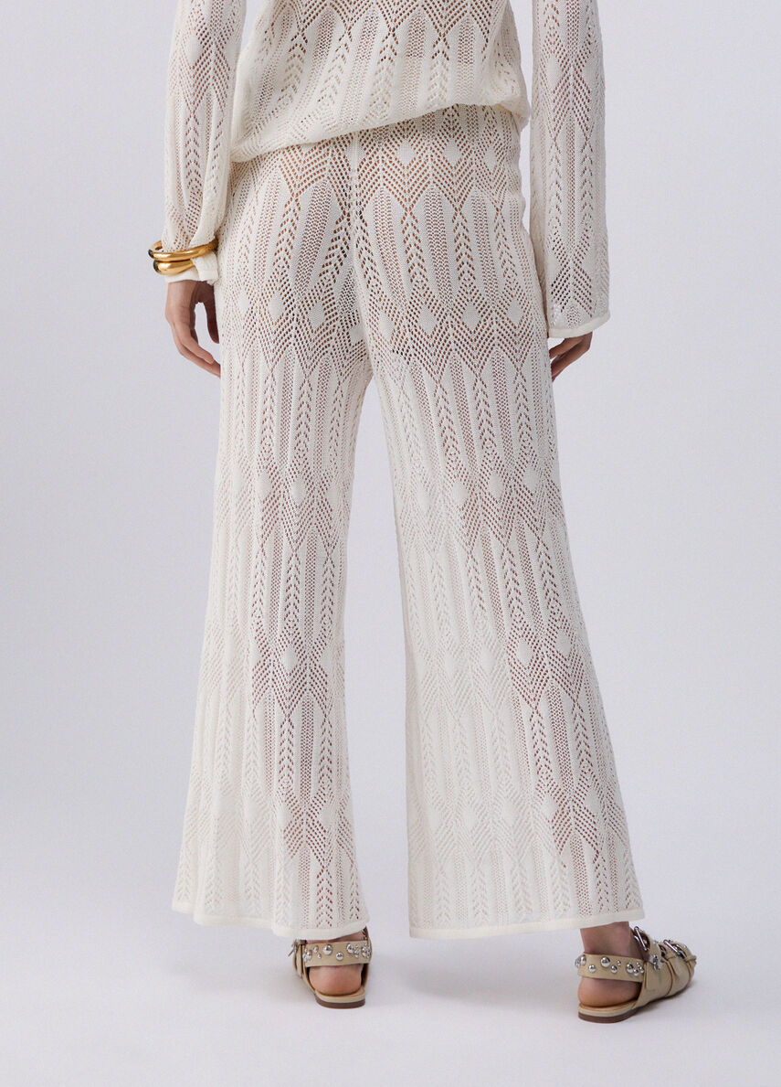 Pantaloni in maglia traforata WA6334MS007 10701 LIU JO WHITE1 