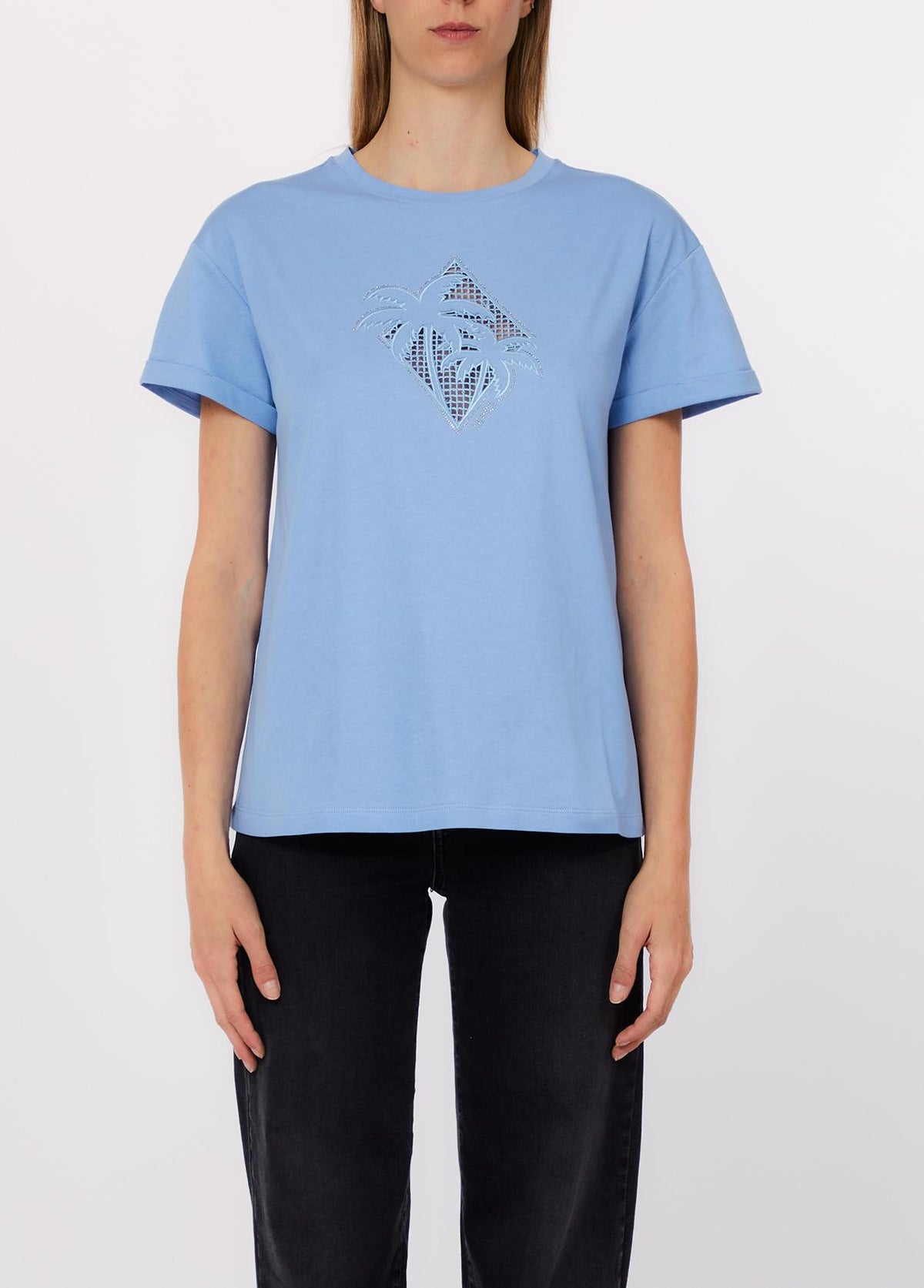 T-shirt con ricamo a jour WA6413JS904 P9318 LIU JO WHITE1 