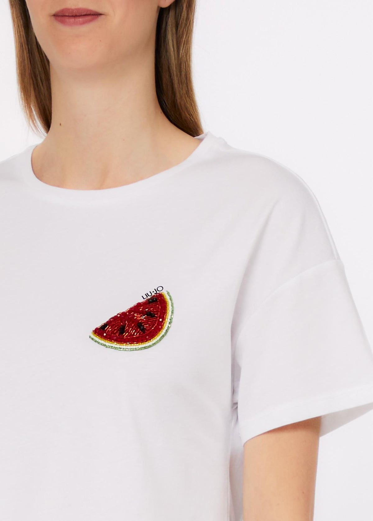 T-shirt con patch WA6414JS923 P9434 LIU JO WHITE1 