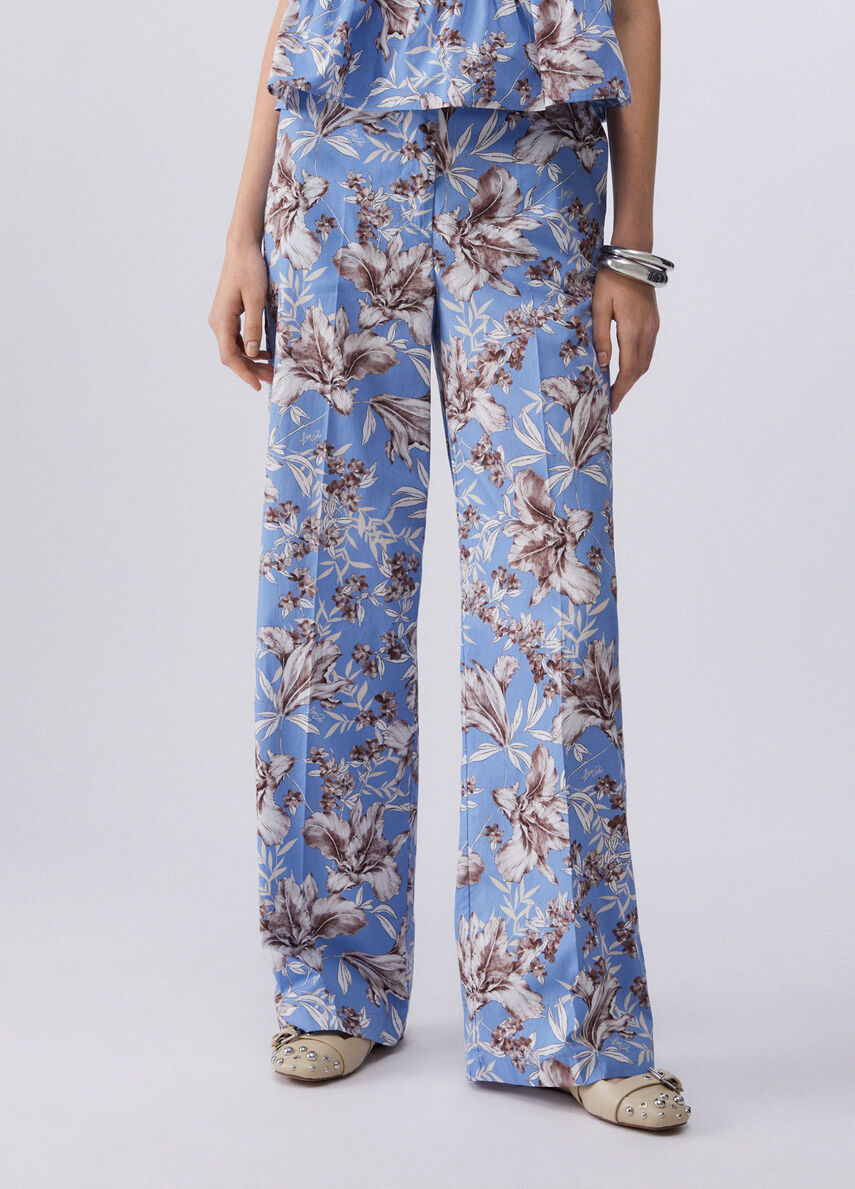 Pantaloni palazzo in popeline WA6441T4853 P9502 LIU JO WHITE1 