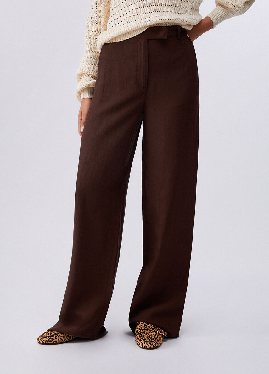 Pantaloni in misto lino WA6480T4818 91109 LIU JO WHITE1 