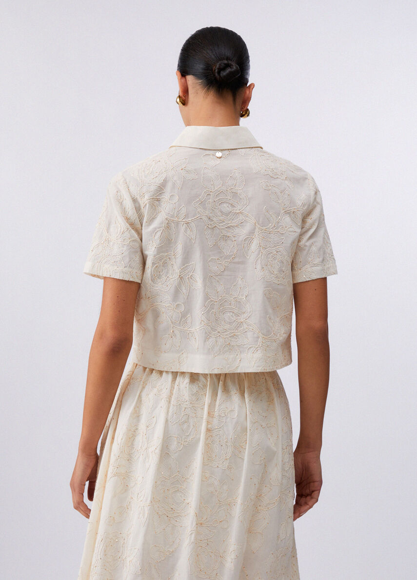 Camicia con ricami e paillettes WA6508T472A P9417 LIU JO WHITE1 