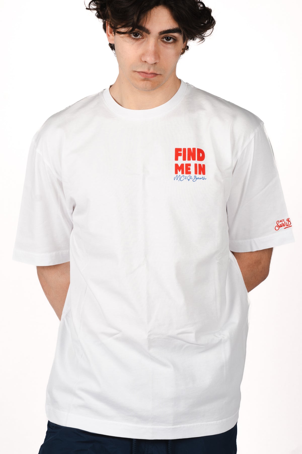 T-shirt Delmar con stampa Find Me On Vacation e maxi grafica sul retro DLR0001 08058L MC2 SAINT BARTH 