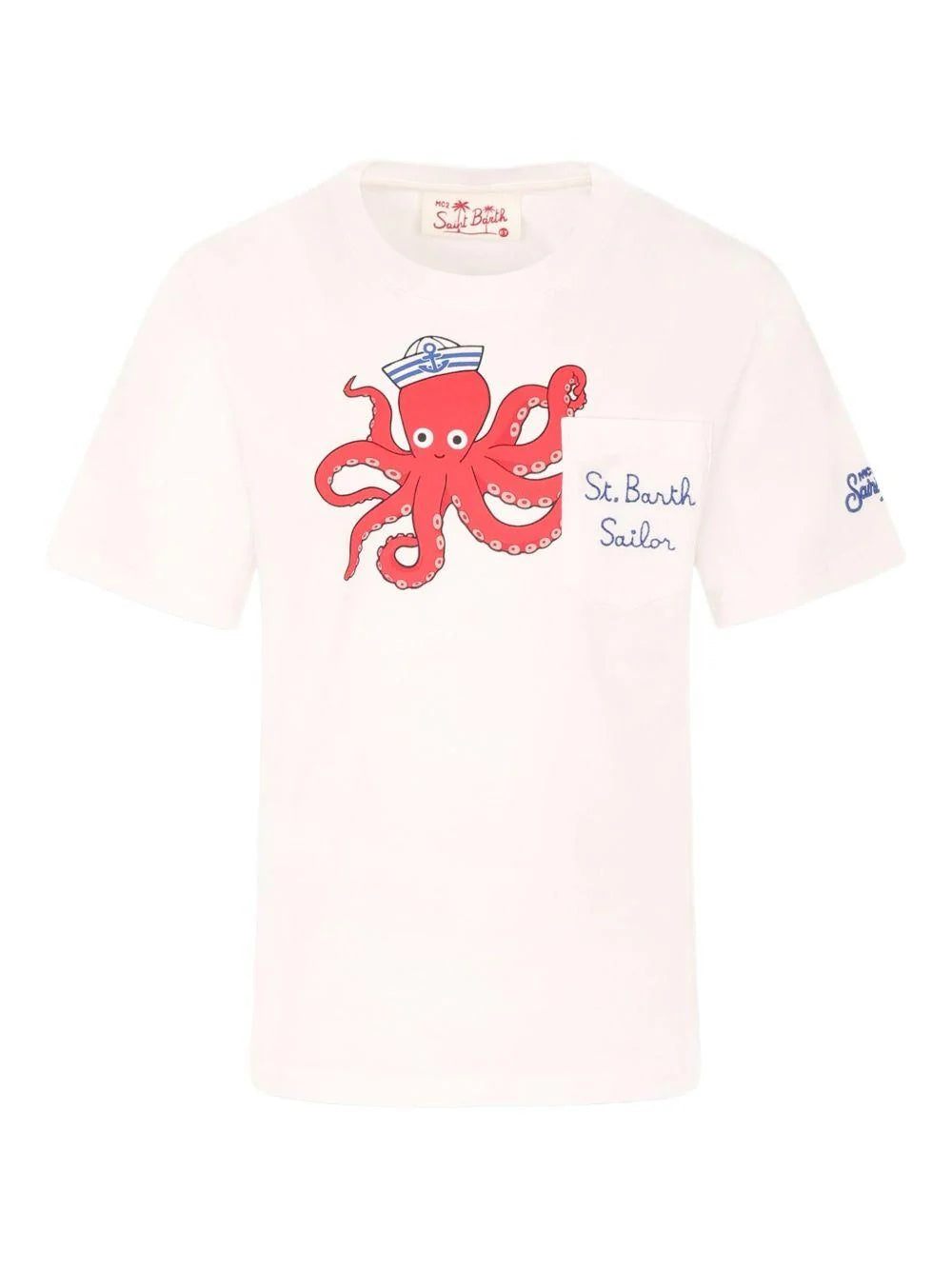 T-shirt Eddy in cotone con stampa polpo e ricamo St. Barth Sailor EDD0001 01947L MC2 SAINT BARTH 