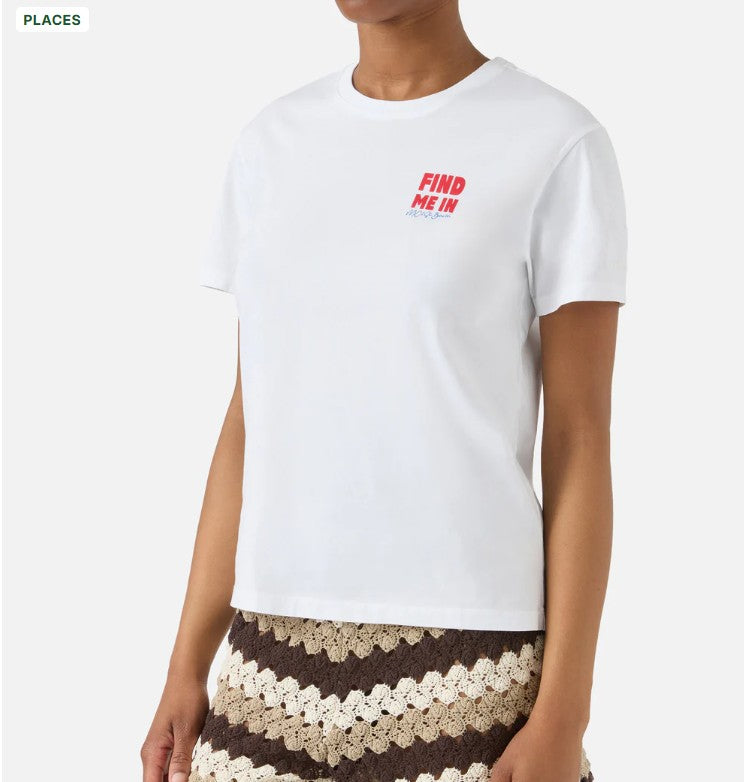 T-shirt Emilie bianca con stampa Find Me in Vacation EMI0001 08058L MC2 SAINT BARTH 