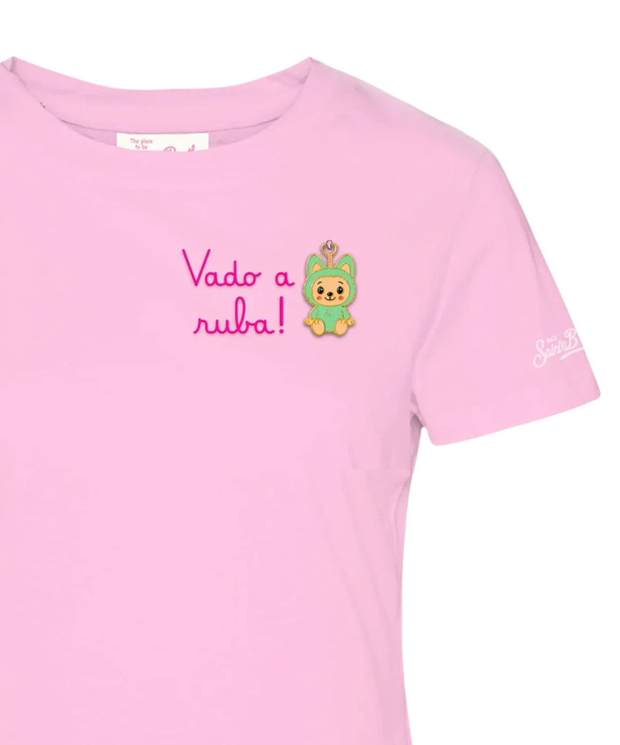 T-shirt rosa in cotone "Vado a ruba" EMI0001 09069L MC2 SAINT BARTH 
