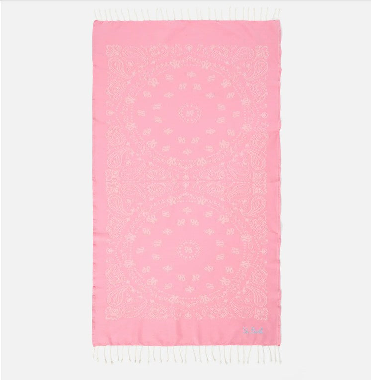 Telo mare Foutas in cotone jacquard con fantasia bandana rosa FOUT009 02704L MC2 SAINT BARTH 