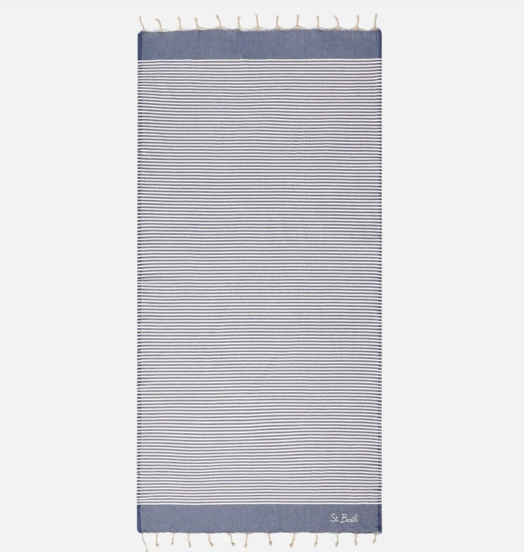 Telo mare Foutas a righe piccole blu navy e bianche FOUT012 07701L MC2 SAINT BARTH 