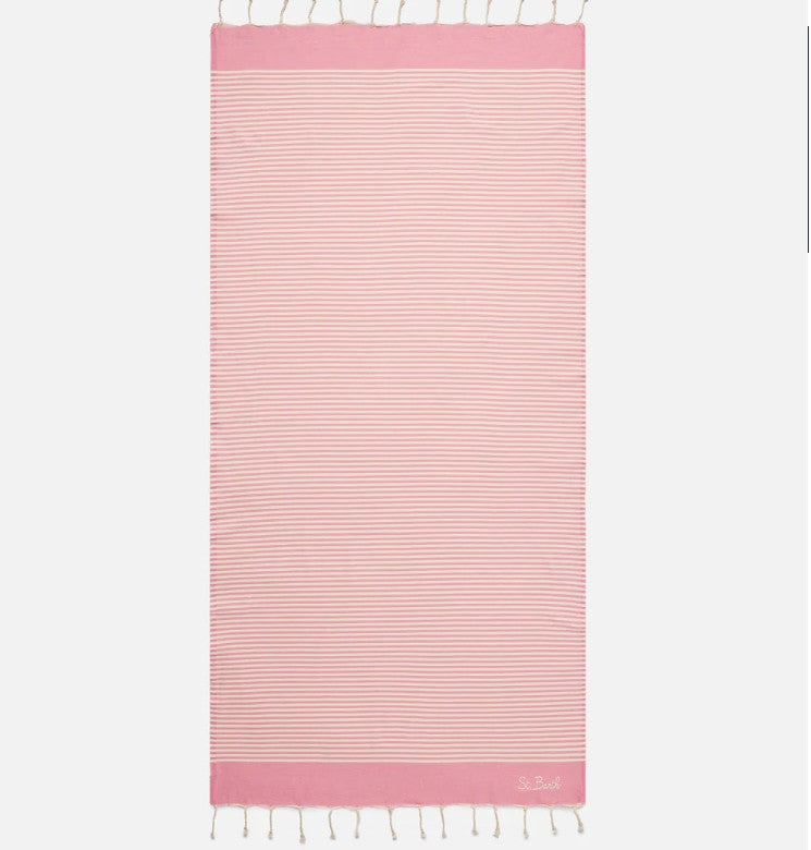 Telo mare Foutas a righe piccole rosa e bianche FOUT012W 09148L MC2 SAINT BARTH 