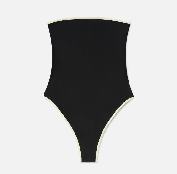 Costume intero Khyra string a fascia nero con dettagli a contrasto KHR0002 00174L MC2 SAINT BARTH 