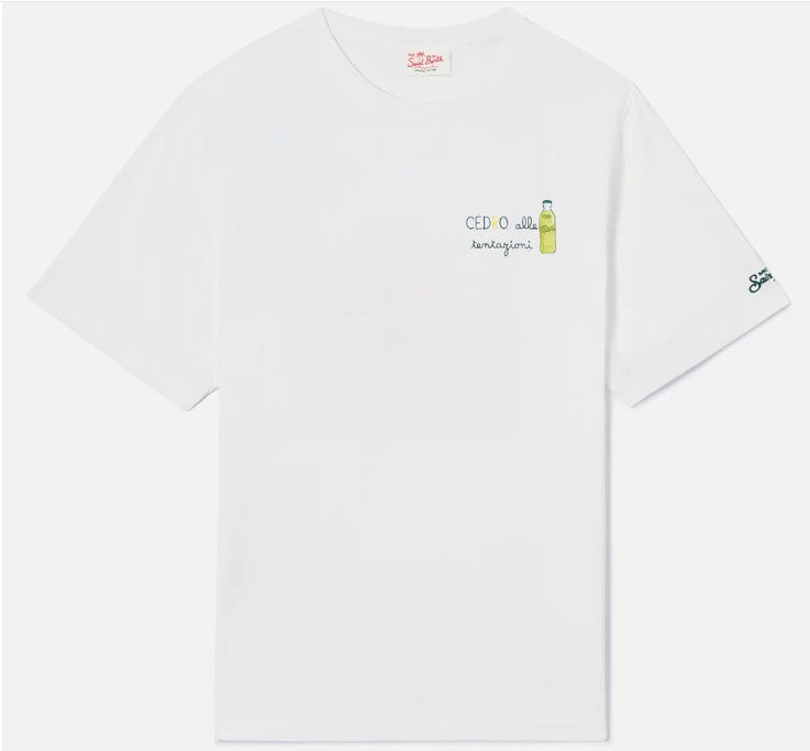 T-shirt Portofino bianca con ricamo Cedro Alle Tentazioni POT0001 00440L MC2 SAINT BARTH 