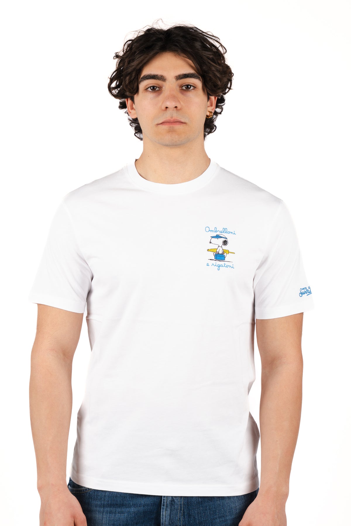 T-shirt Portofino ricamo Ombrelloni e rigatoni POT0001 00754L MC2 SAINT BARTH 