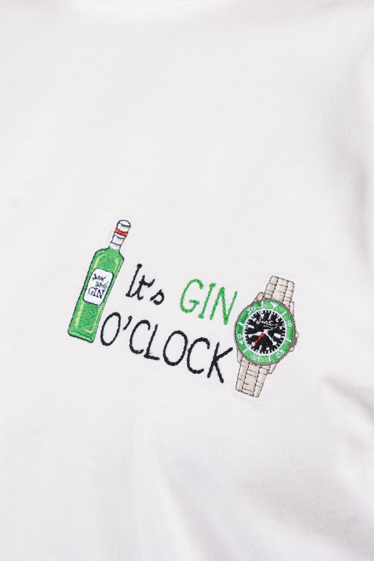 T-shirt Portofino bianca con ricamo Gin o' clock POT0001 04432L MC2 SAINT BARTH 