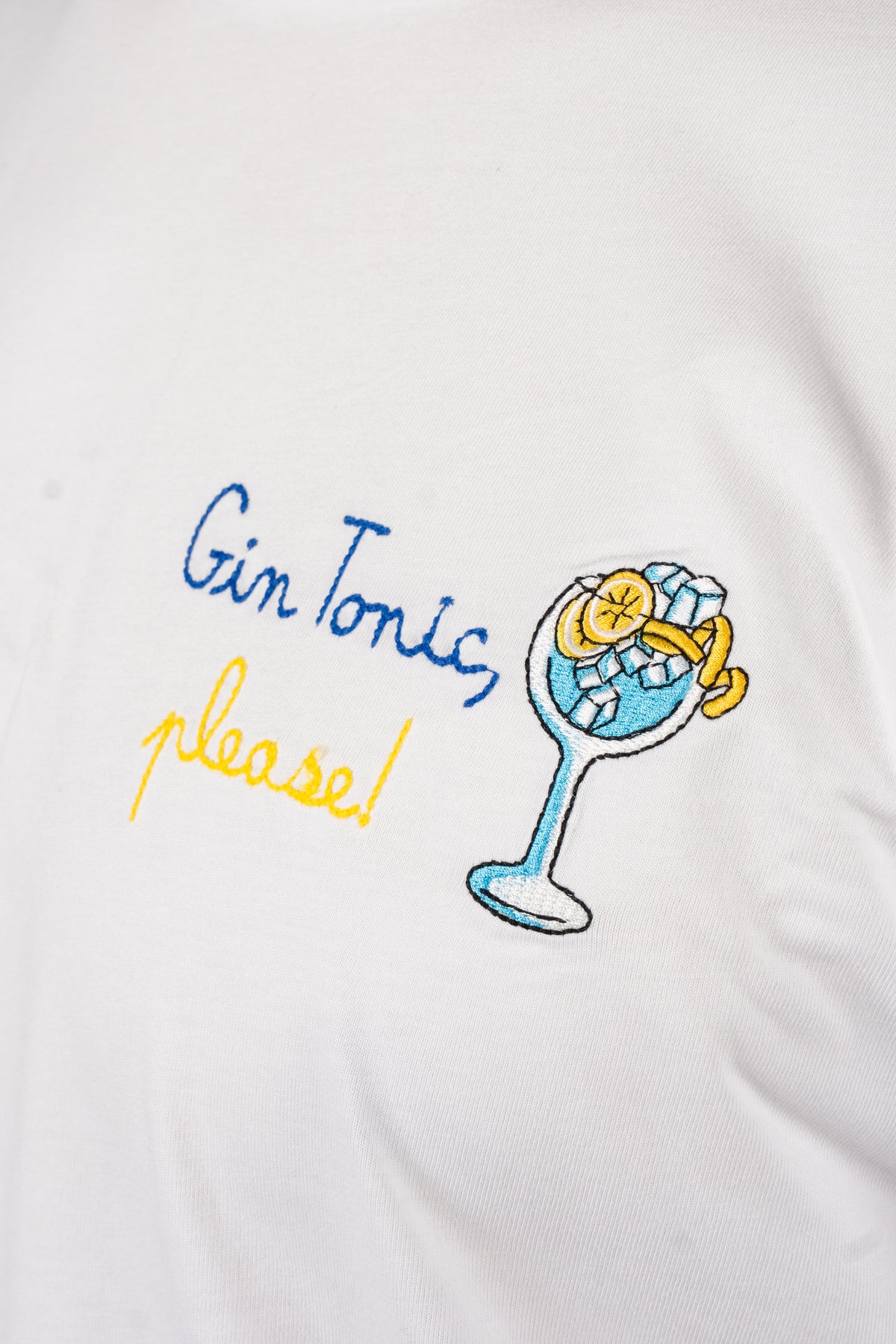 T-shirt Portofino bianca con ricamo "Gin tonic please!" POT0001 04462L MC2 SAINT BARTH 