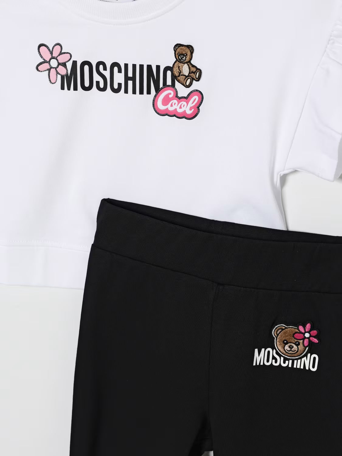 Coordinato in cotone con logo HDG01OLBA00 80359 MOSCHINO KID 