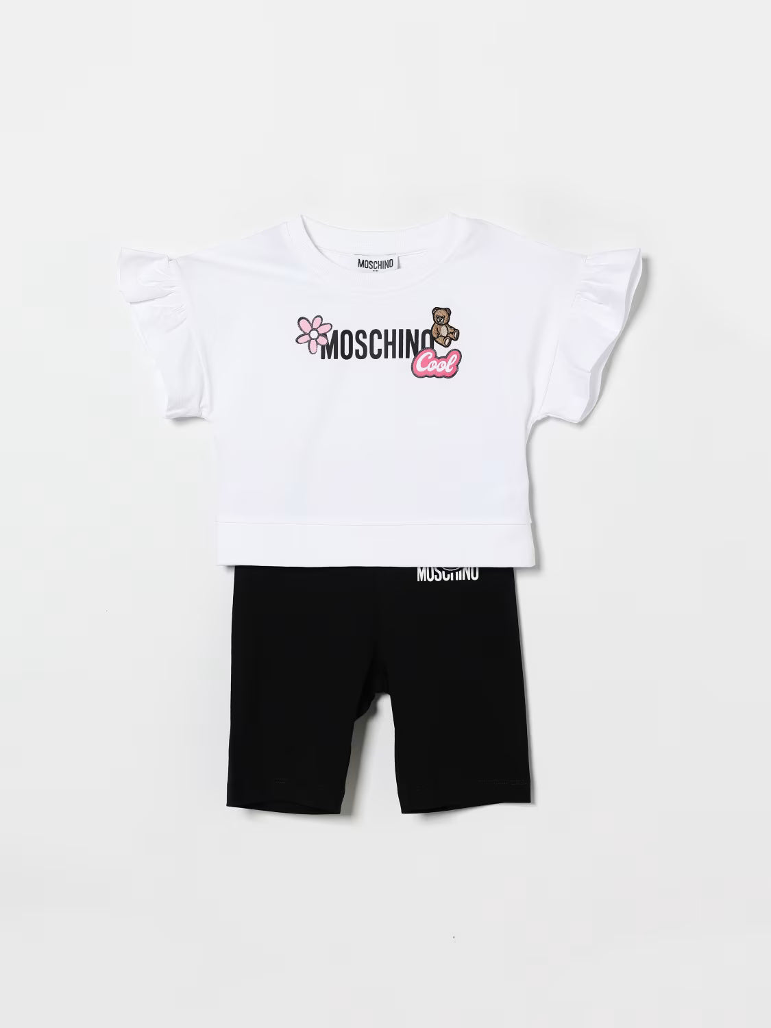 Coordinato in cotone con logo HDG01OLBA00 80359 MOSCHINO KID 