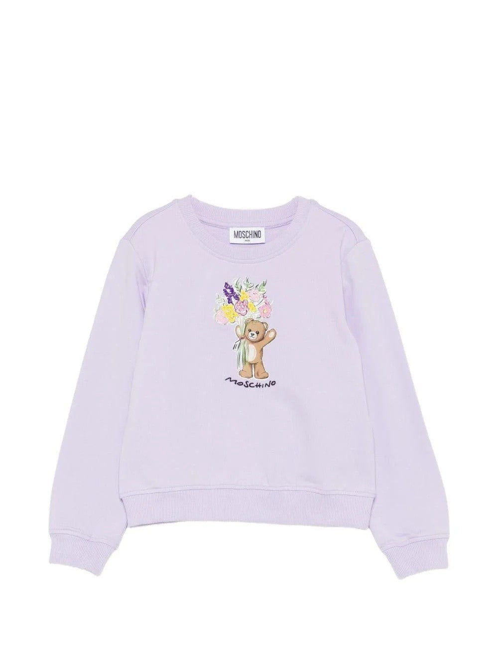 Felpa con stampa orsetto HLF02MLDA00 51683 MOSCHINO KID 