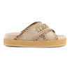 Criss-cross sandal metal stitching