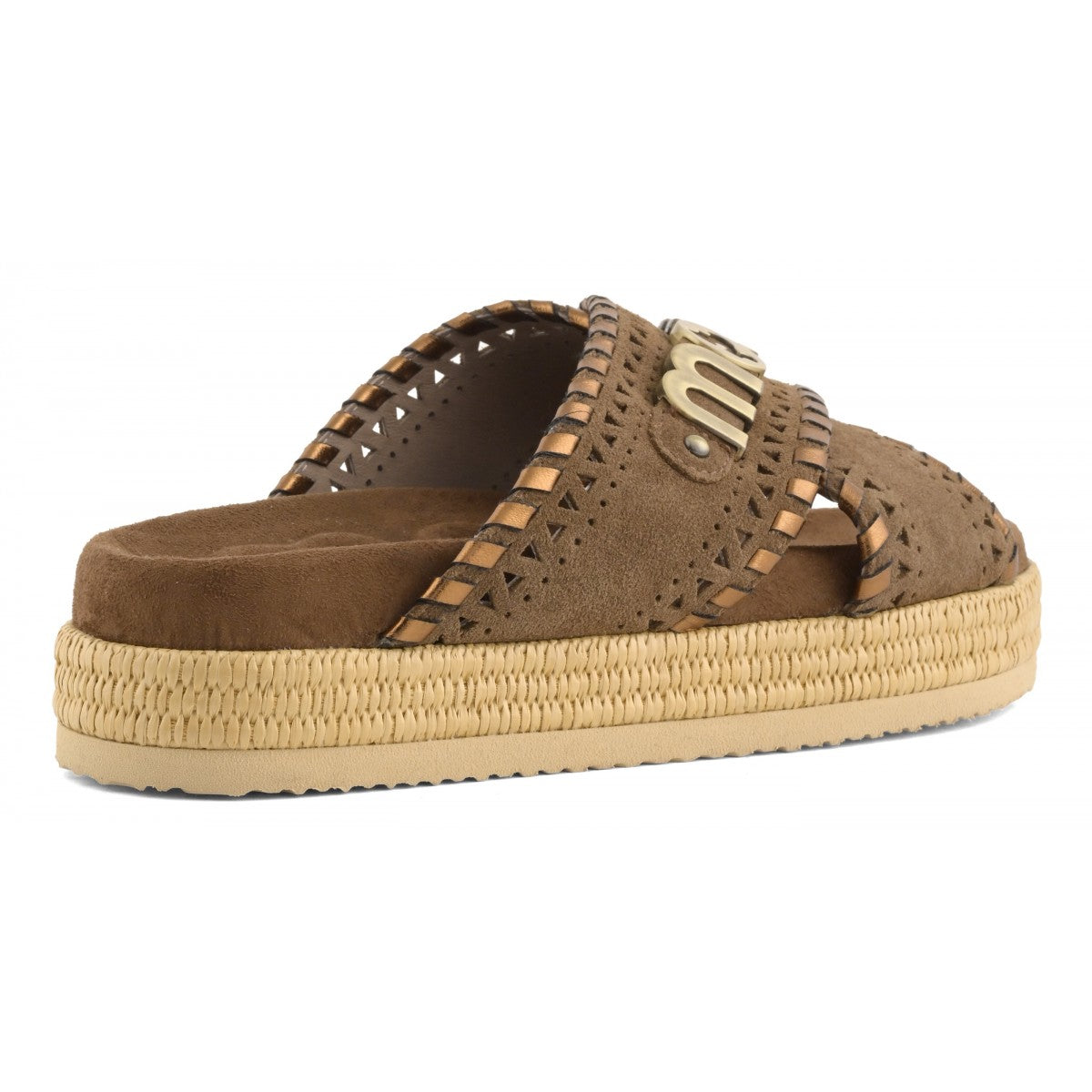 Criss-cross sandal metal stitching MUSW451013A NUTBR MOU 