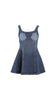 Denim Mini Dress with Floral Appliqués